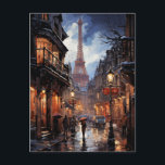 Christmas Shopping In Paris Holiday Postcard<br><div class="desc">Paris in the rain while doing your Christmas shopping.</div>