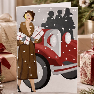 Christmas Shopping in the Snow Holiday Card