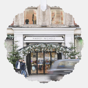 Christmas Shopping Knightsbridge London UK Taxi Ornament Card
