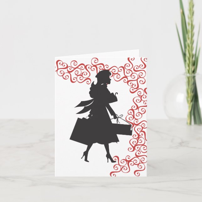 Christmas Shopping Silhouette Card (Front)
