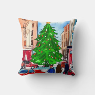 Christmas Shopping Throw Pillow