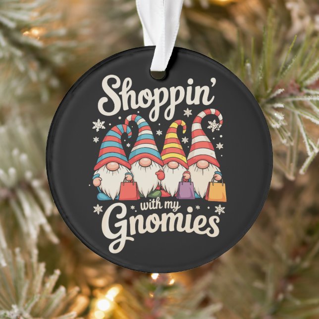 Christmas Shopping With My Gnomies Gnome Xmas Ornament (Tree)