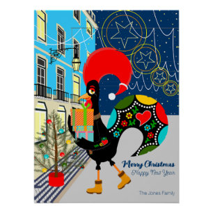 Christmas shopping with the Portuguese Rooster Pos Poster