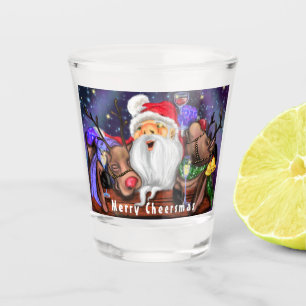 Christmas Shot Glass Santa and Reindeers - Cheers