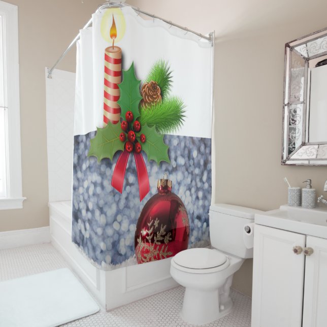 Christmas Shower Curtain, Candle (In Situ)