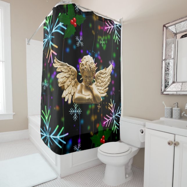 Christmas Shower Curtain, Christmas Angel (In Situ)
