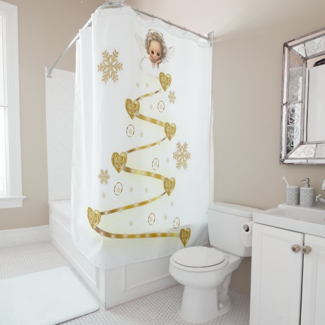 Christmas Shower Curtain, Christmas Angel (In Situ)