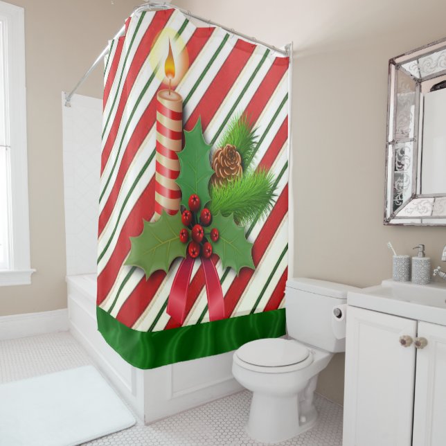 Christmas Shower Curtain, Christmas Candle (In Situ)