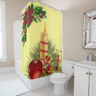 Christmas Shower Curtain, Christmas Candle