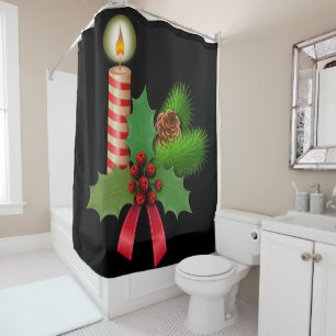 Christmas Shower Curtain, Christmas Candle