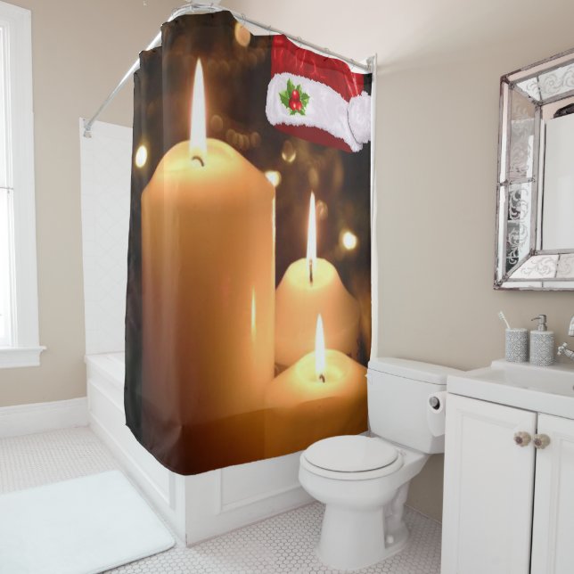 Christmas Shower Curtain, Christmas Candle (In Situ)