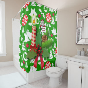 Christmas Shower Curtain, Christmas Candle