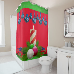 Christmas Shower Curtain, Christmas Candle