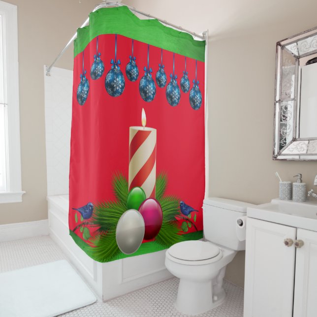 Christmas Shower Curtain, Christmas Candle (In Situ)