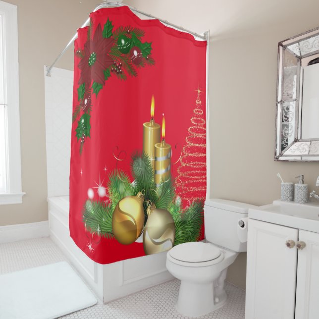 Christmas Shower Curtain, Christmas Candle (In Situ)