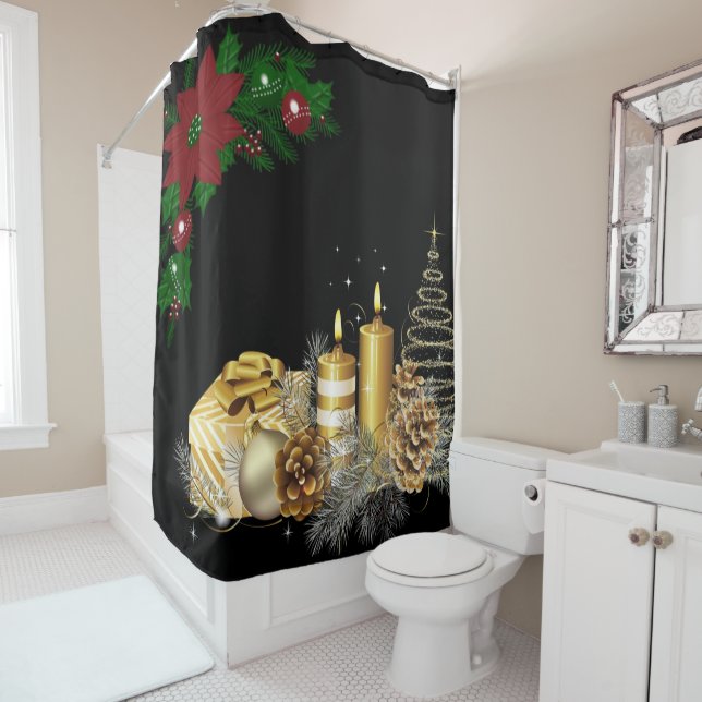 Christmas Shower Curtain, Christmas Candle (In Situ)
