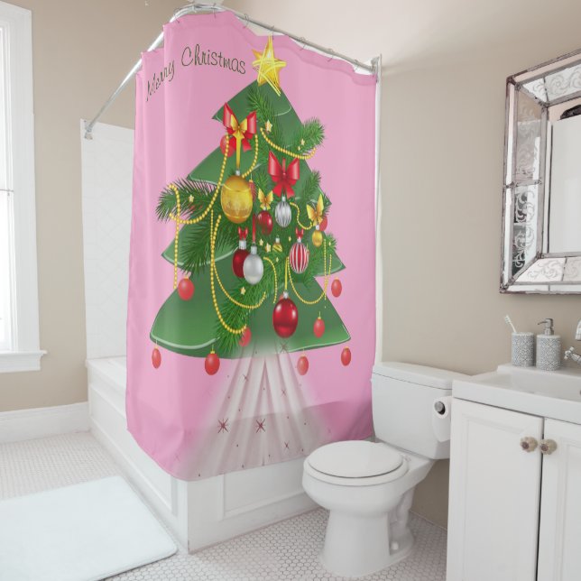 Christmas Shower Curtain, Christmas Tree (In Situ)