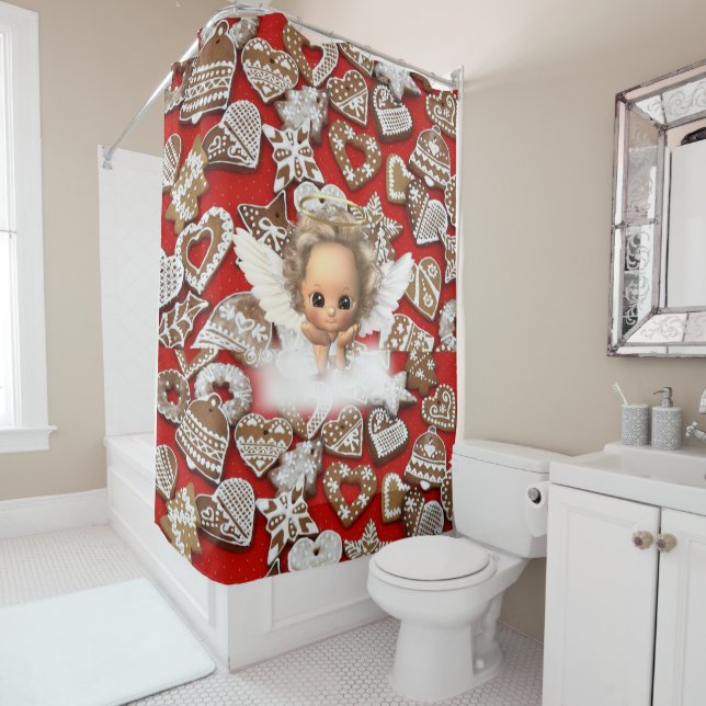 Christmas Shower Curtain, Elf (In Situ)