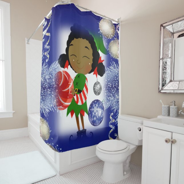 Christmas Shower Curtain, Elf (In Situ)