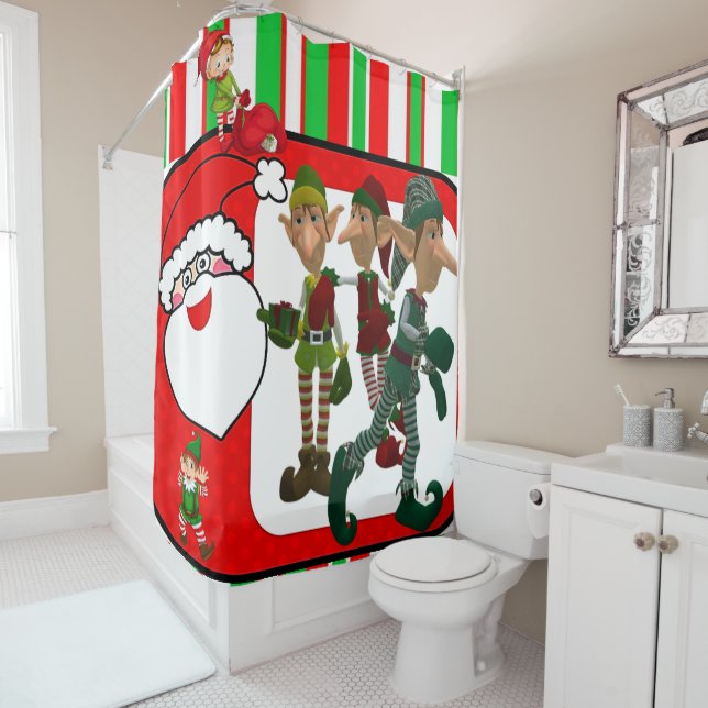 Christmas Shower Curtain, Elf (In Situ)
