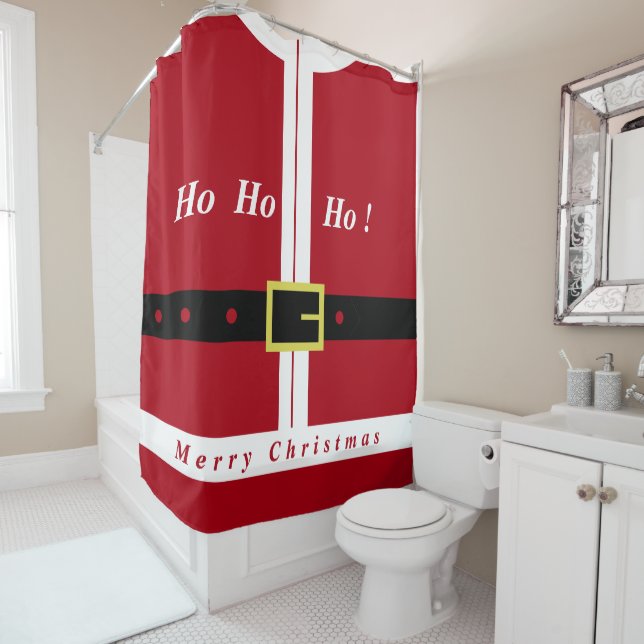 Christmas Shower Curtain Funny Santa Claus Gift (In Situ)