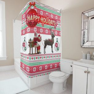 Christmas Shower Curtain, Happy Holidays