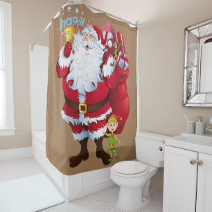 Christmas Shower Curtain, Happy Holidays