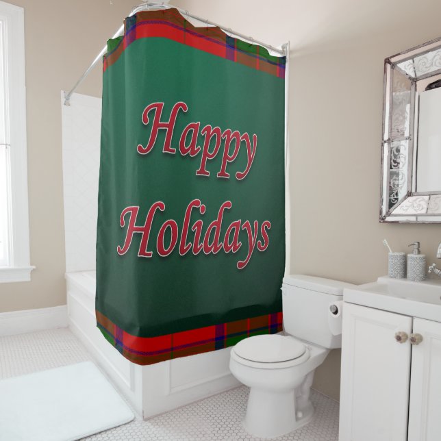Christmas Shower Curtain, Happy Holidays (In Situ)