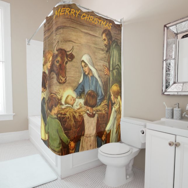 Christmas Shower Curtain, Jesus Christ (In Situ)