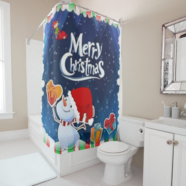 Christmas Shower Curtain, Merry Christmas (In Situ)