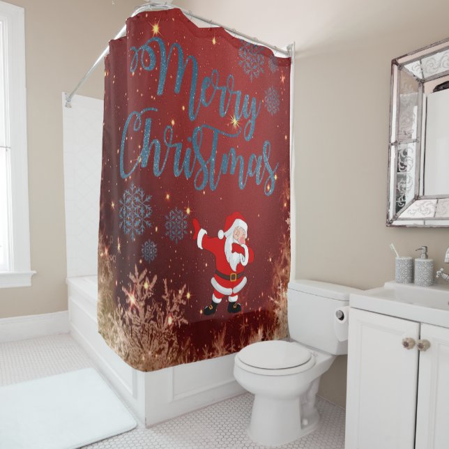 Christmas Shower Curtain, Merry Christmas (In Situ)