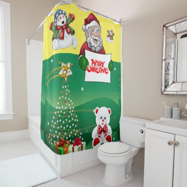 Christmas Shower Curtain, Merry Christmas (In Situ)