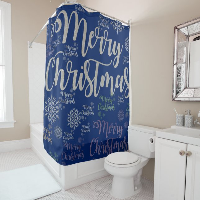 Christmas Shower Curtain, Merry Christmas (In Situ)