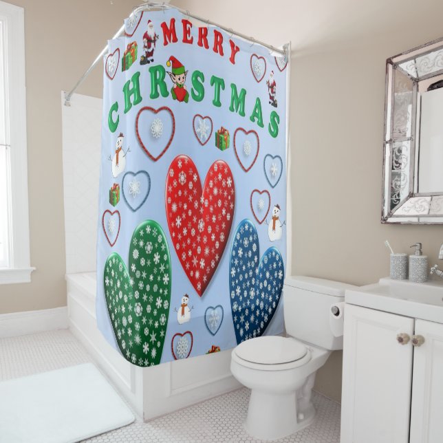 Christmas Shower Curtain, Merry Christmas (In Situ)