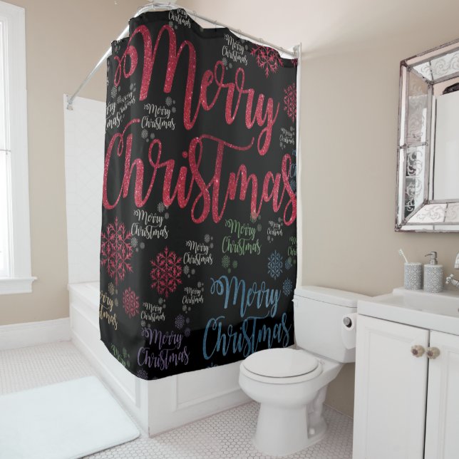 Christmas Shower Curtain, Merry Christmas (In Situ)