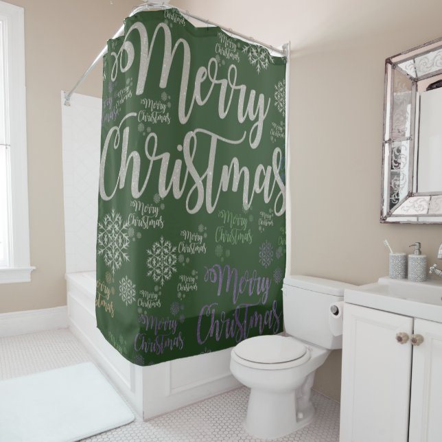 Christmas Shower Curtain, Merry Christmas (In Situ)