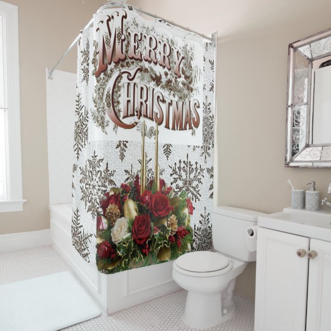Christmas Shower Curtain, Merry Christmas (In Situ)