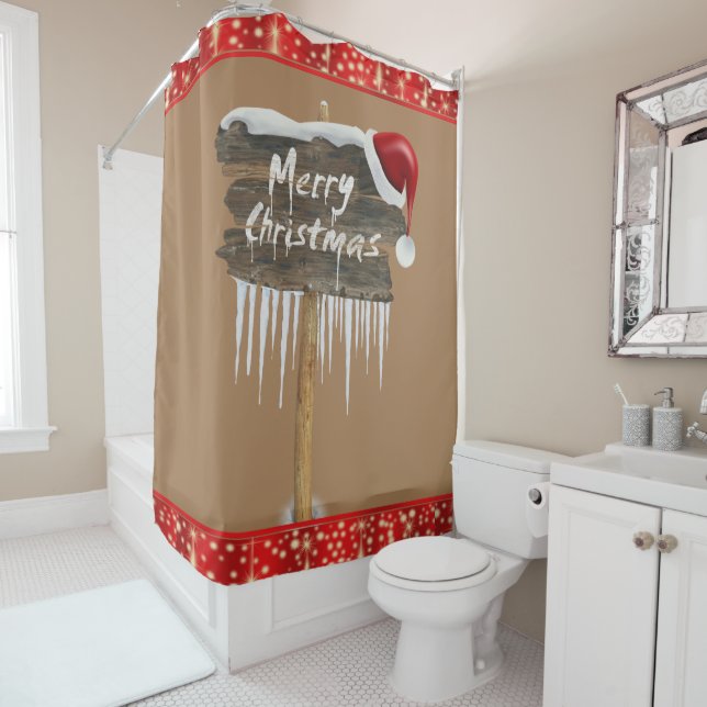 Christmas Shower Curtain, Merry Christmas (In Situ)