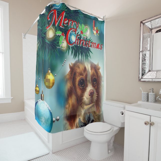 Christmas Shower Curtain, Merry Christmas (In Situ)