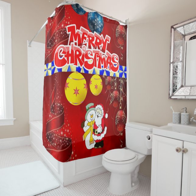 Christmas Shower Curtain, Merry Christmas (In Situ)