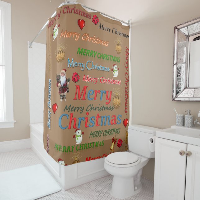 Christmas Shower Curtain, Merry Christmas (In Situ)