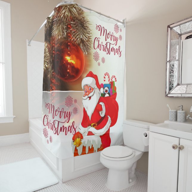 Christmas Shower Curtain, Merry Christmas (In Situ)