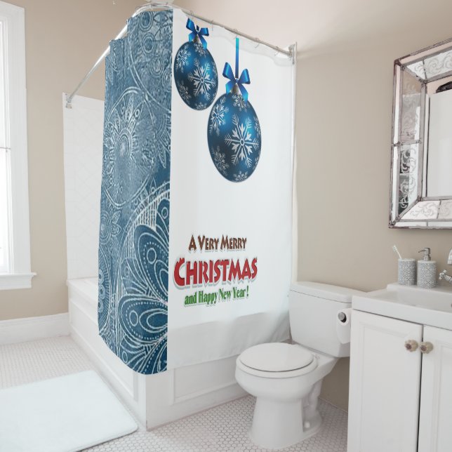 Christmas Shower Curtain, Merry Christmas (In Situ)
