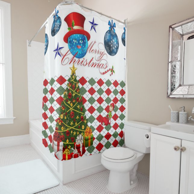Christmas Shower Curtain, Merry Christmas (In Situ)