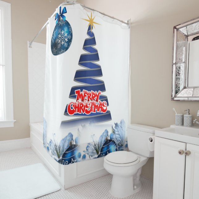 Christmas Shower Curtain, Merry Christmas (In Situ)