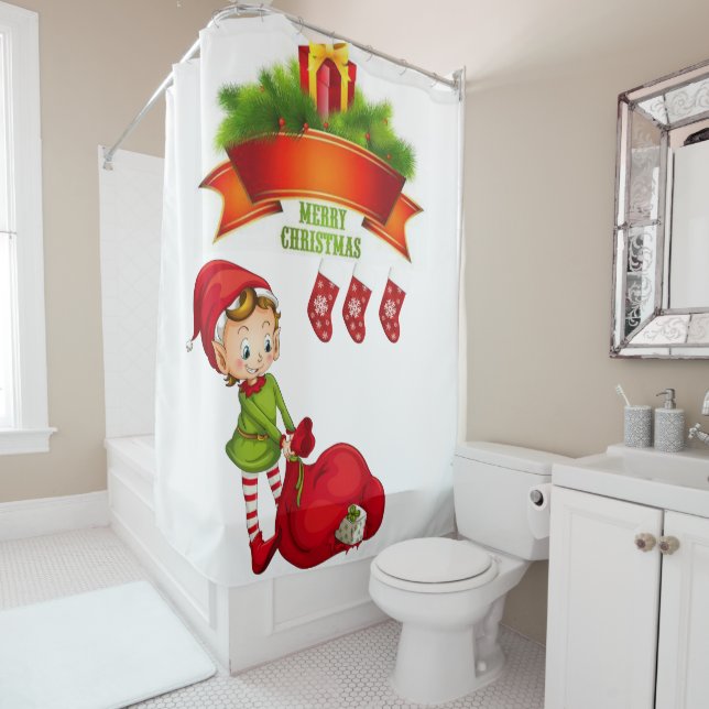 Christmas Shower Curtain, Merry Christmas (In Situ)
