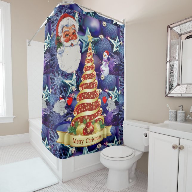 Christmas Shower Curtain, Merry Christmas (In Situ)
