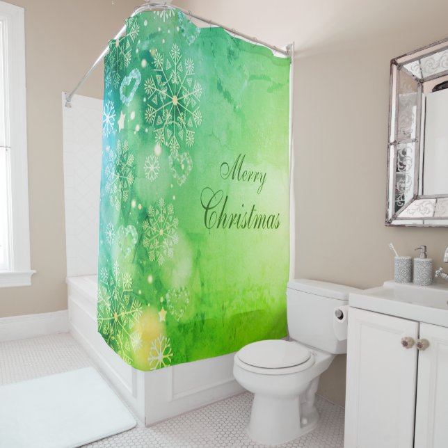 Christmas Shower Curtain, Merry Christmas Shower C (In Situ)