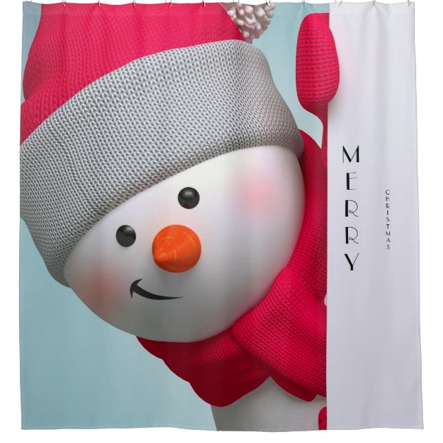 Christmas Shower Curtain/Merry Christmas Snowman (Front)