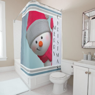 Christmas Shower Curtain/Merry Christmas Snowman